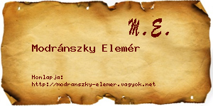 Modránszky Elemér névjegykártya